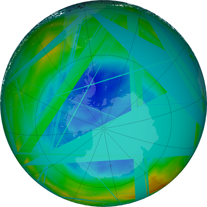 Antarctic ozone map for 12 August 2018